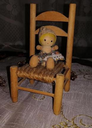 Миниатюрный деревянный статуэтка стульчик для декора hand made