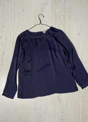 Темно-синяя блуза рубашка легкая вискоза