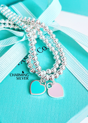 Серебряный браслет из бусин tiffany