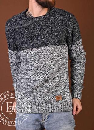 Теплий чоловічий светр меланж / сірий
