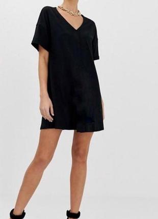 Плаття zara ххл оверсайз футболка чорне віскоза