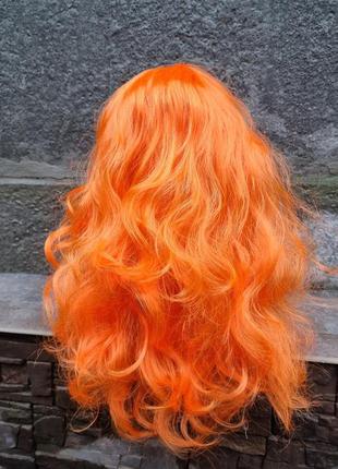 Оранжевый кучерявый парик 62см