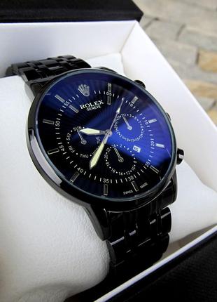 Мегакруті чоловічі кварцові годинники Rolex в чорному кольорі