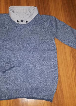 Тонкий свитерок с рубашкой обманкой(4-5лет)