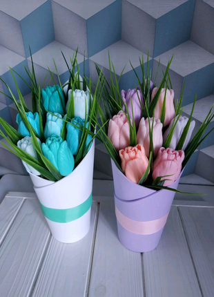 Цветы из мыла Букет тюльпанов на 8 марта