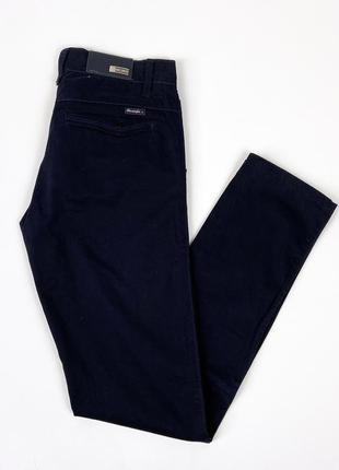 Микровельветовые базовые синие мужские брюки штаны
