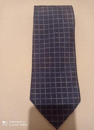 Краватка next шовковий шовк синій шовк в білу клітку