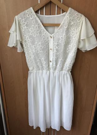 Кружевное легкое платье,белое платье