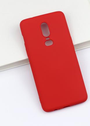 Силиконовый чехол для OnePlus 6 Красный микрофибра soft touch