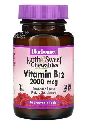Витамин В12 2000мкг, Вкус Малины, Earth Sweet Chewables, Blueb...