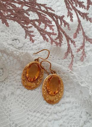Серьги ссср 🍬🌞 леденцы с медовым граненным кристаллом винтаж с...