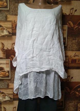 Блуза лен италия белая асимметрия