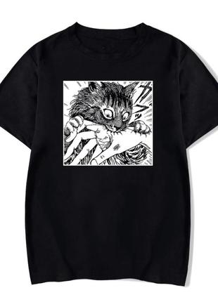 Черная футболка унисекс с котом