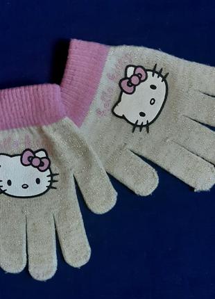 Молочно розовые перчатки hello kitty  one size