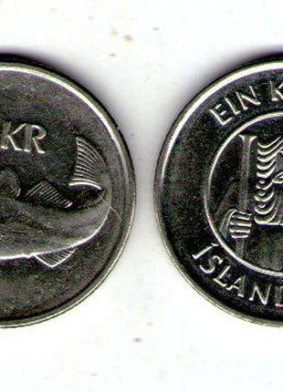 Ісландія 1 крона 1992 рік нікель