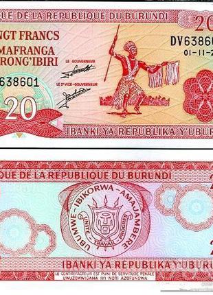 Бурунди 20 франков 2007 г. UNC №51