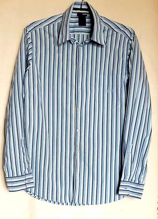 Голубая рубашка в полоску versace италия оригинал размер xl