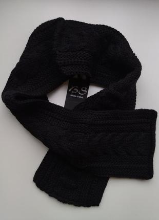 Теплий шарфик/чорний в'язаний шарф