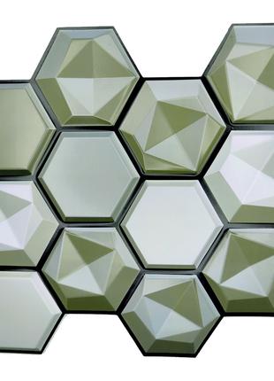 Декоративная ПВХ плитка на самоклейке соты Зеленые 300х300х5мм