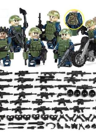 Фигурки человечки спецназ swat военные с мотоциклом для лего