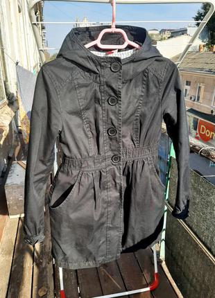 Куртка ветровка плащ 100% cotton коттон пальто удлинённое черн...