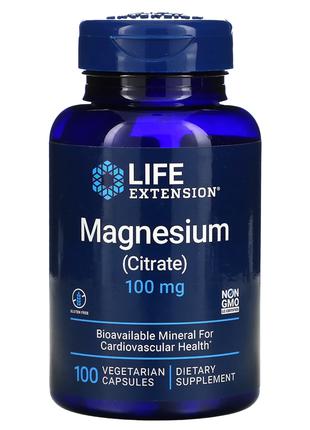 Life Extension, магний (цитрат), 100 мг, 100 вегетарианских ка...