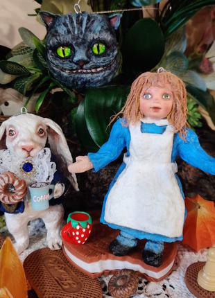 Алиса и кролик - ватная игрушка ручной работы