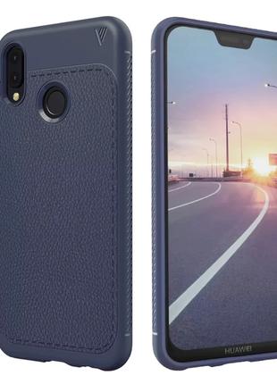 Чехол Leather Case для Huawei P20 lite СИНИЙ