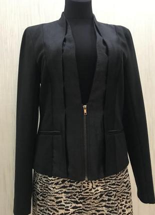 Стильный пиджак object р. л,  черный приталенный жакет пиджак