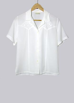 Білосніжна блузка з вишивкою з щільного шифону michael gold