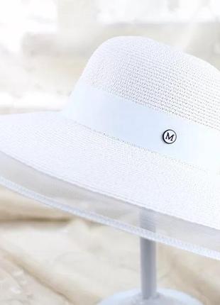 Роскошная белая шляпа солнцезащитная с широкими полями