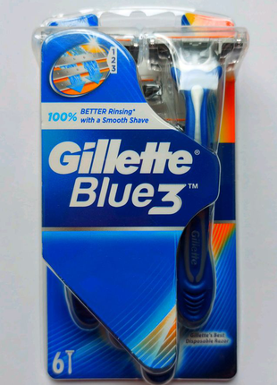 Gillette blue3 на три лезе 6 станків оригінал Європа