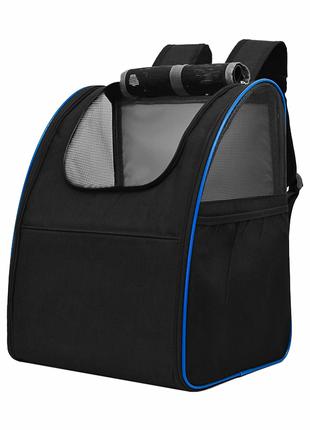 Рюкзак-переноска Lesko SY210808 Black + Blue для котів і собак...