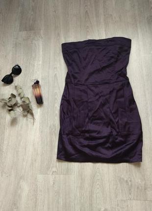 Платье фиолетовое из стрейч атласа aron