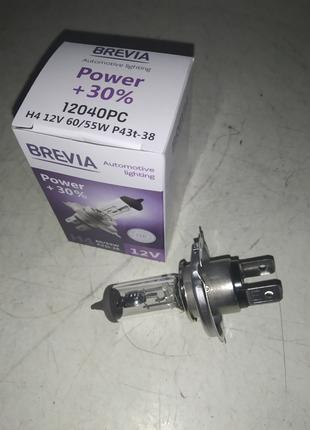 Авто лампа Brevia 12V H4 Power +30%