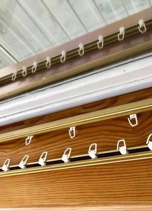 3 м. Двойной металлический потолочный карниз с крючками для штор