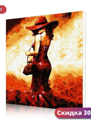 Картина по номерам Lesko DIY PH9391 "Женщина в красной шляпе" ...