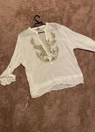 Летняя легкая рубашка- блуза чистый хлопок