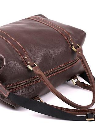 Дорожная кожаная коричневая сумка качественная для спортзала ф...