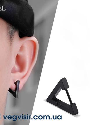 Модные черные мужские серьги на одно ухо в форме треугольника ...