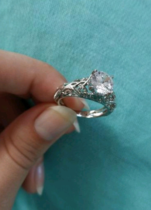 Кольцо колечко серебро с камнем каблучка ажурное серебряное