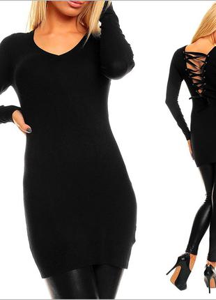 Черная туника - платье с завязками