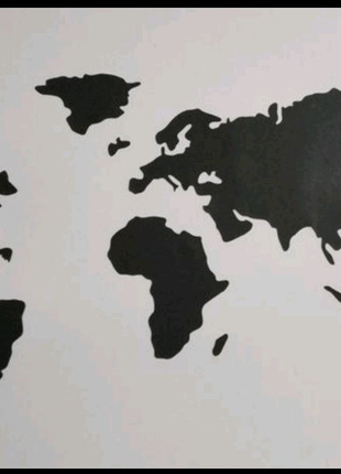 Карта мира черная світу чорна на стену декор