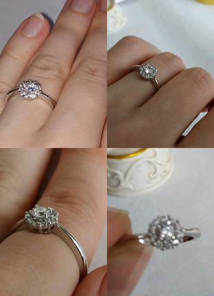 Кольцо для помолвка с камнем серебро колечко каблучка