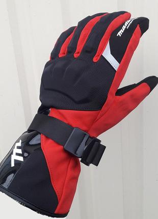Лыжные перчатки Madbike текстильные с защитой пальцев чёрно кр...