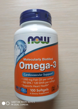 Омега 3 omega 3, 200 шт, Now foods, США, айхерб