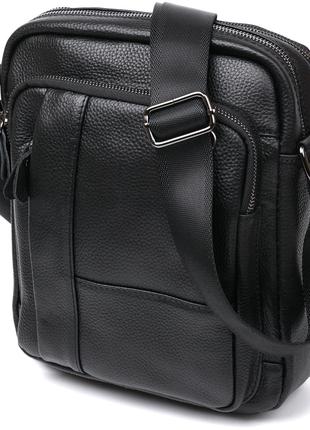 Добротная кожаная мужская сумка Vintage 20677 Черный