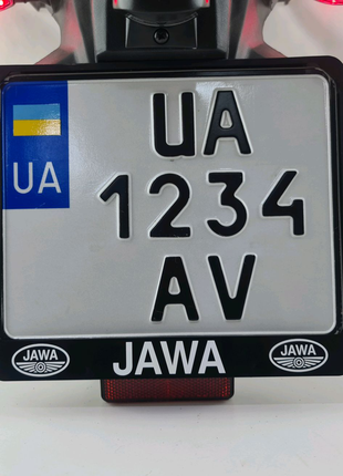 Рамка для крепления мото номера Украины с надписью JAWA ( ЯВА)