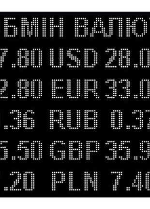 Электронное табло обмен валют одноцветное - 5 валют 960х960мм ...