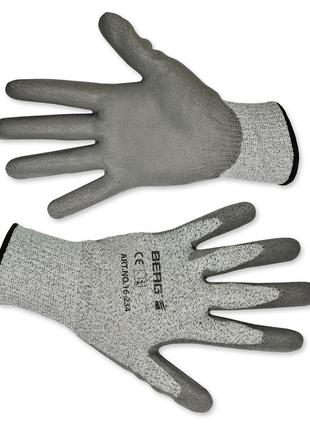 Перчатки рабочие Berg с защитой от порезов матовый полимер L -...